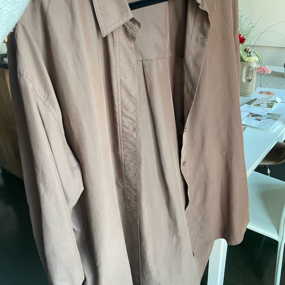 *SOLD* Amomento Silky Brown Button-Up Shirt
